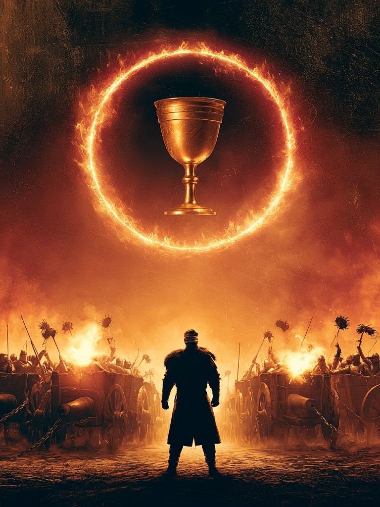 Fiery Chalice Battle Scene Print. poster detail