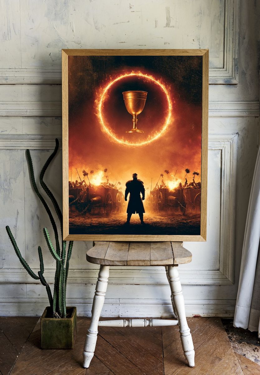 Fiery Chalice Battle Scene Print. — room view 1