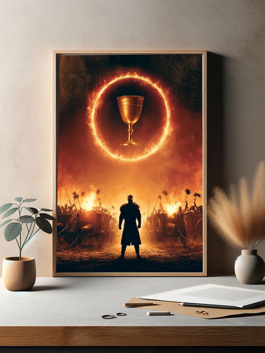 Fiery Chalice Battle Scene Print. — room view 2