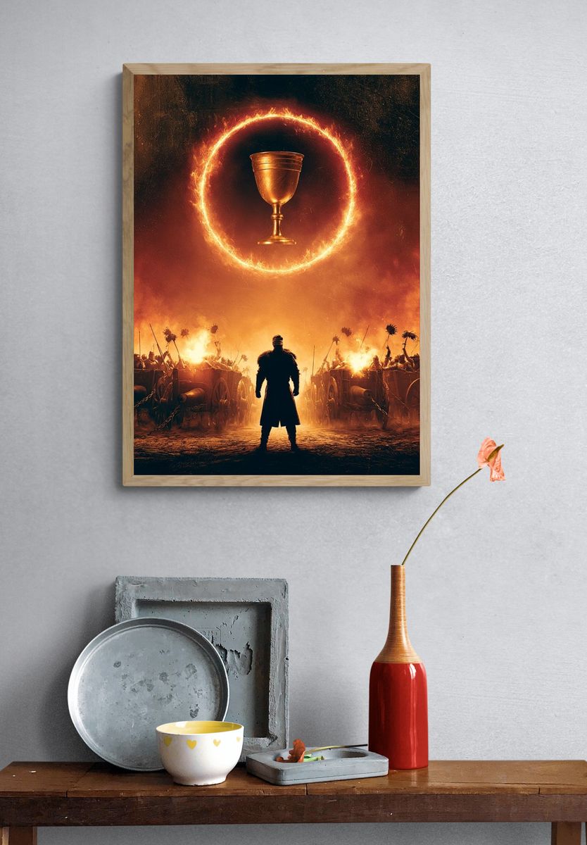 Fiery Chalice Battle Scene Print. — room view 3