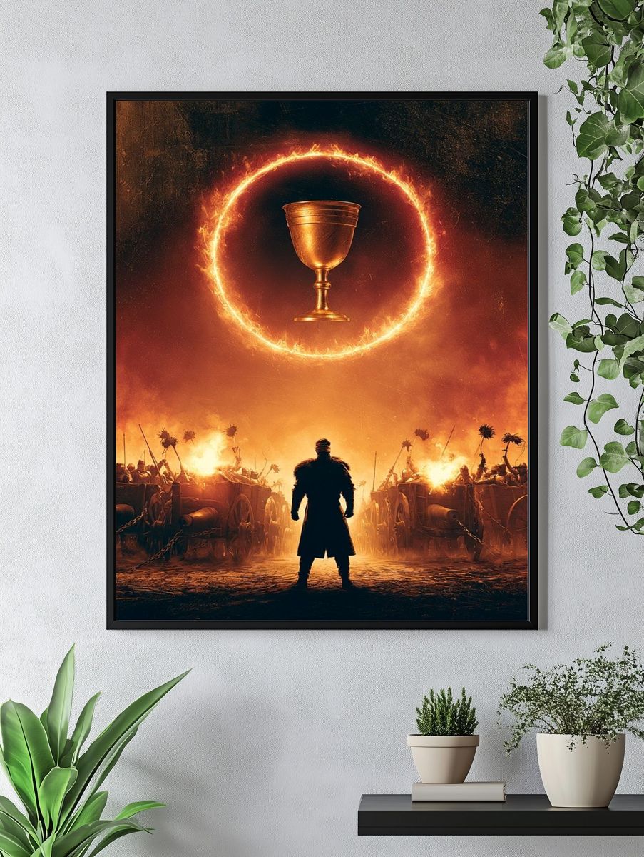 Fiery Chalice Battle Scene Print. — room view 4