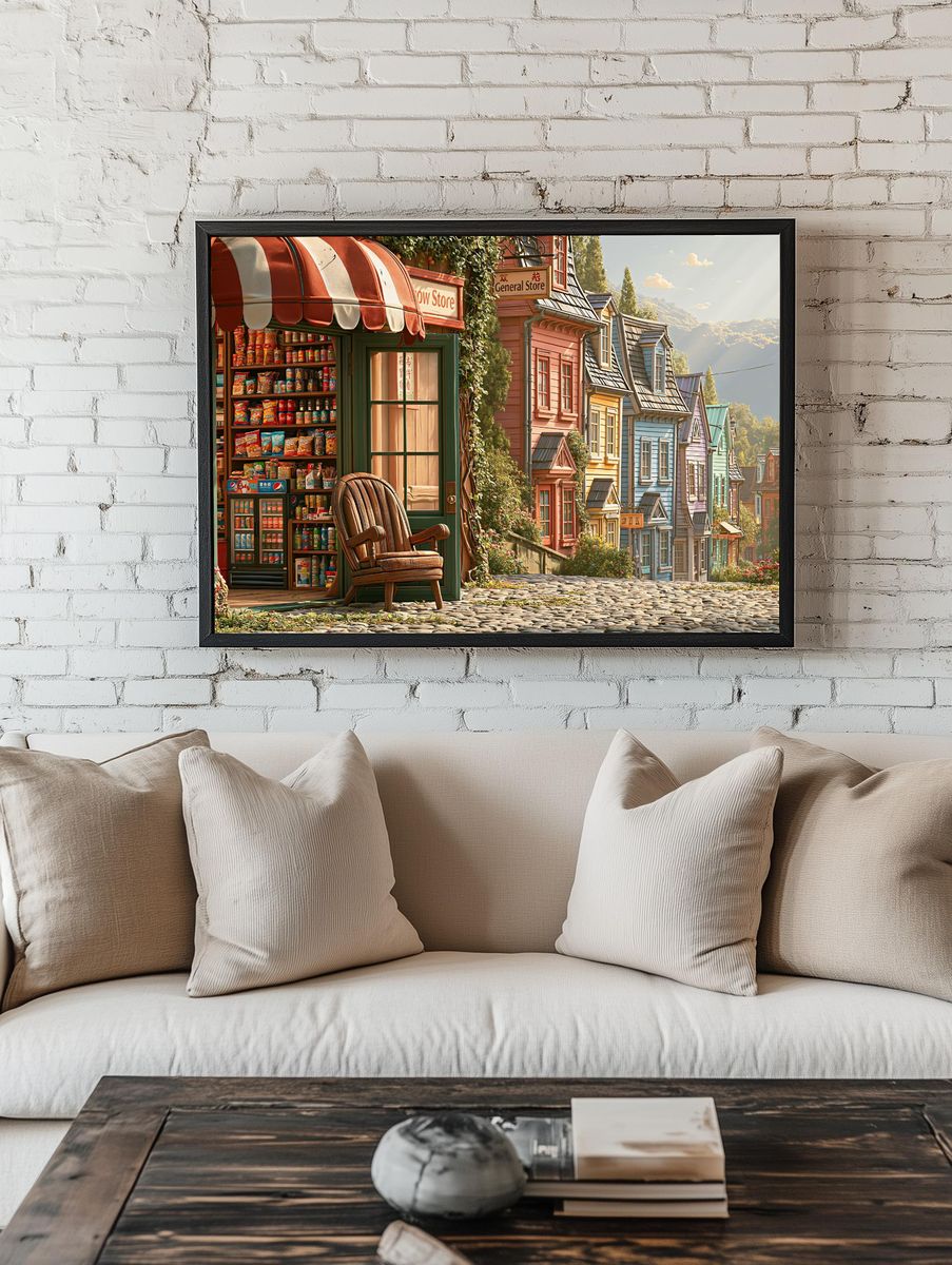 Whimsical Village General Store Poster. room preview