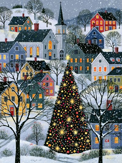 Snowy Village Christmas Poster.
