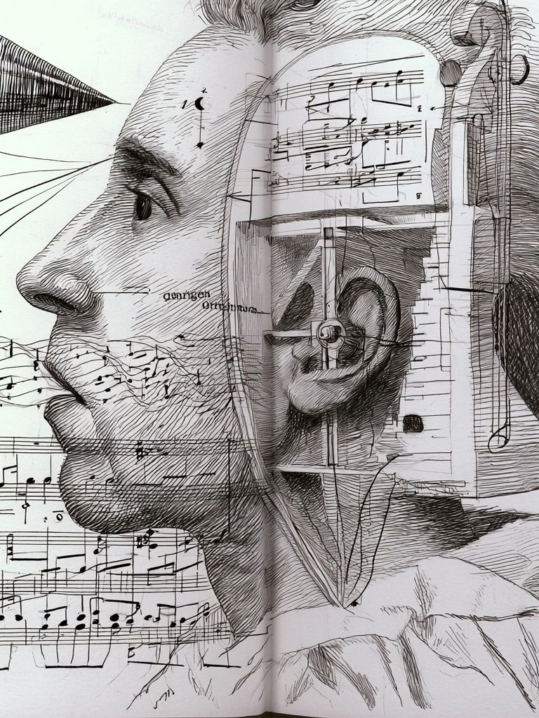 Musical Profile Sketch Print. poster detail