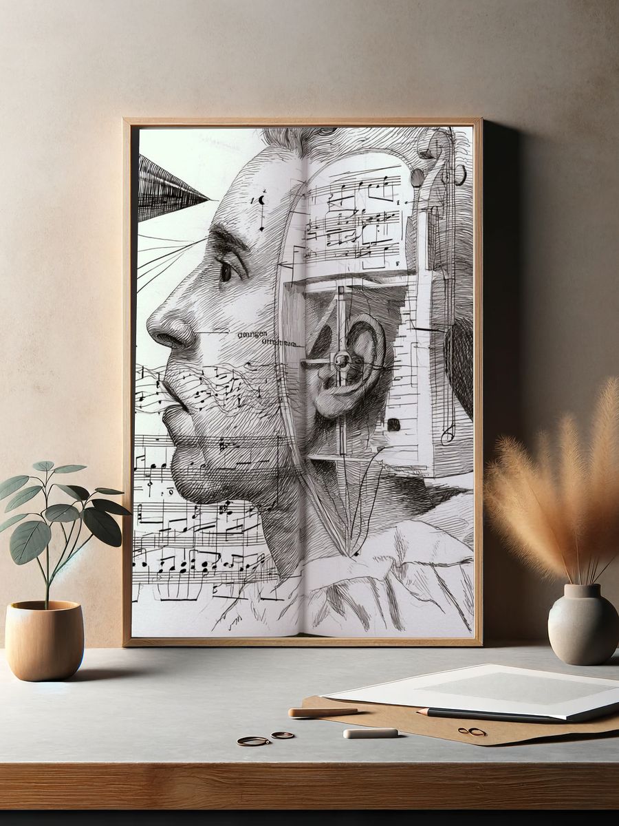 Musical Profile Sketch Print. — room view 2