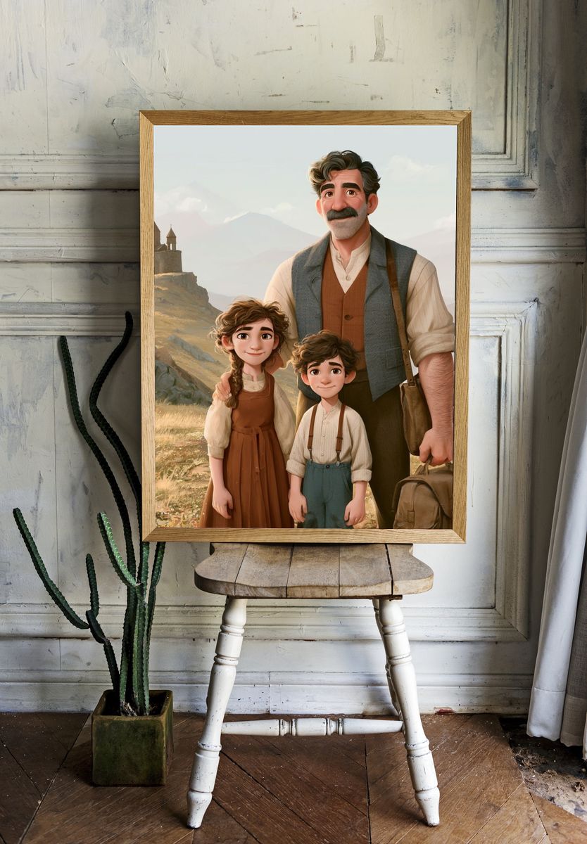 Mountain Family Adventure Illustration Poster. room preview