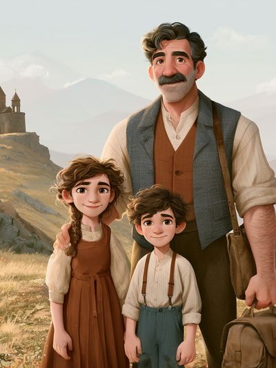 Mountain Family Adventure Illustration Poster. poster