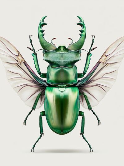 Emerald Beetle Illustration Poster.
