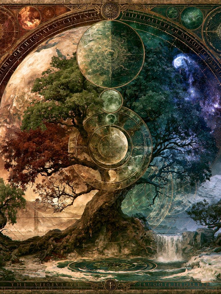 Cosmic Tree of Seasons Print. poster detail