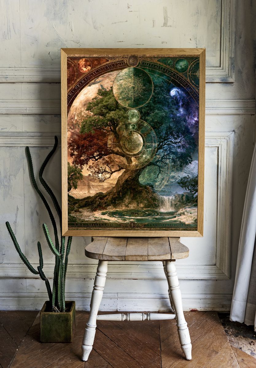 Cosmic Tree of Seasons Print. — room view 1