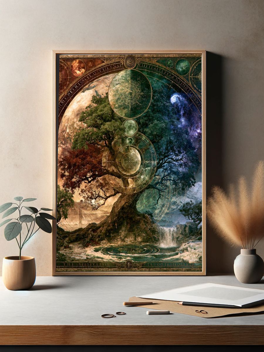 Cosmic Tree of Seasons Print. — room view 2
