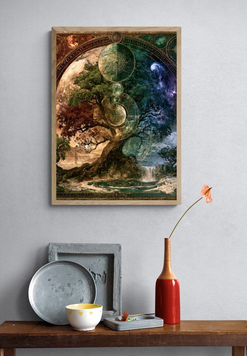 Cosmic Tree of Seasons Print. — room view 3