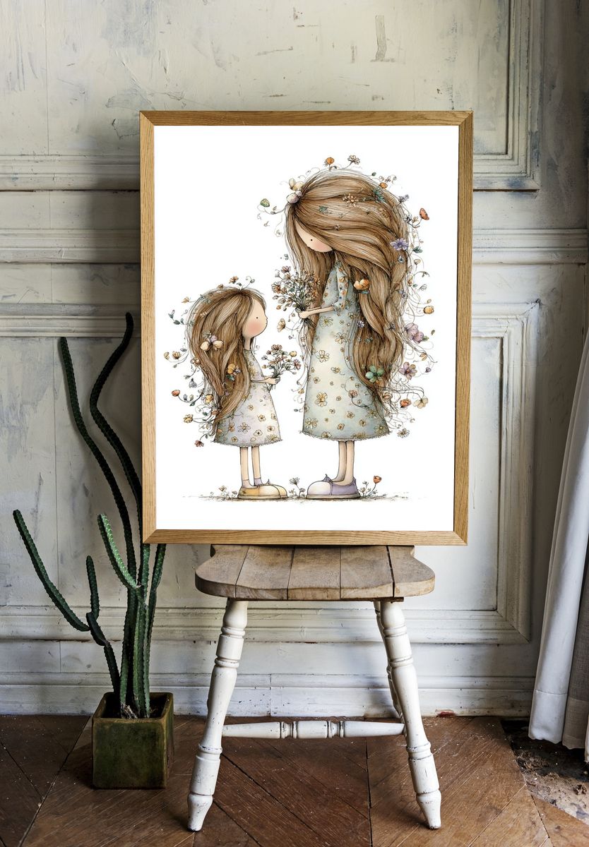 Flower Girls Illustration Poster. room preview