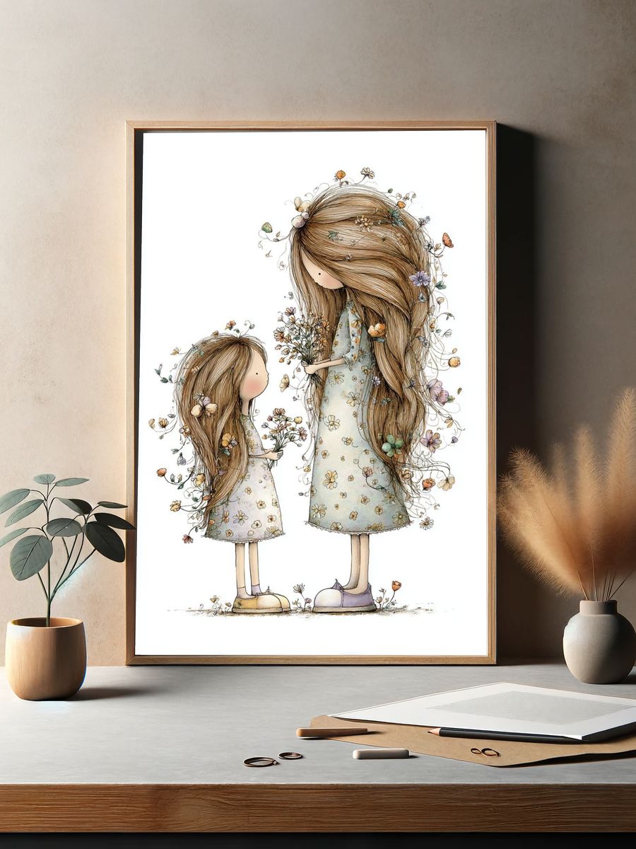 Flower Girls Illustration Poster. — room view 2