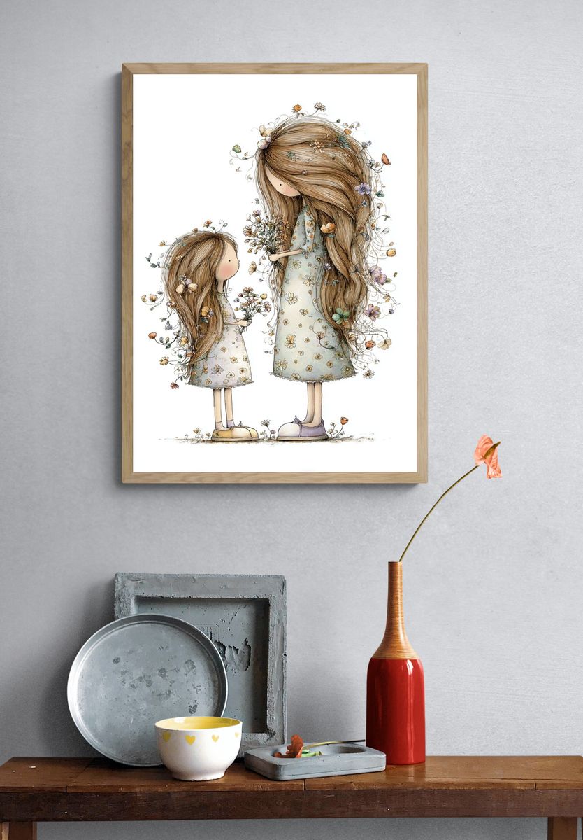 Flower Girls Illustration Poster. — room view 3