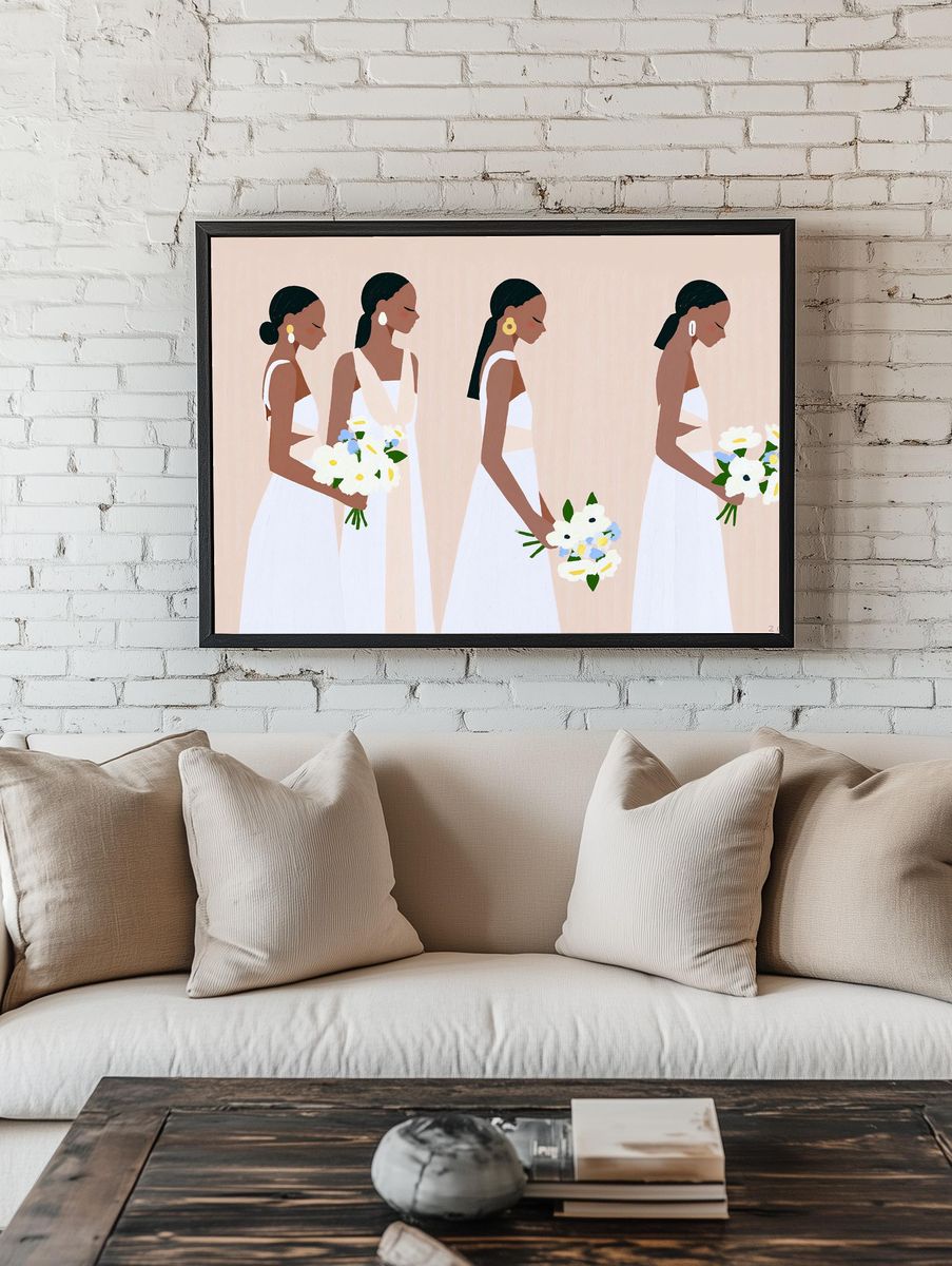 Bridal Figures Illustration Print. room preview