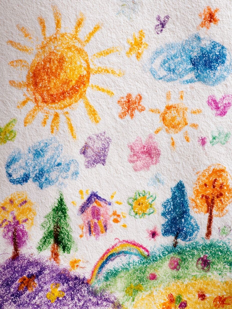 Childlike Rainbow Landscape Illustration Poster. poster — illustration art