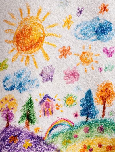 Childlike Rainbow Landscape Illustration Poster. poster