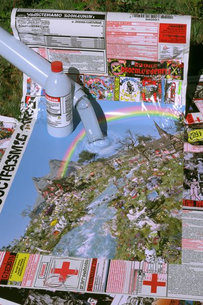 Surreal Collage Rainbow Print.