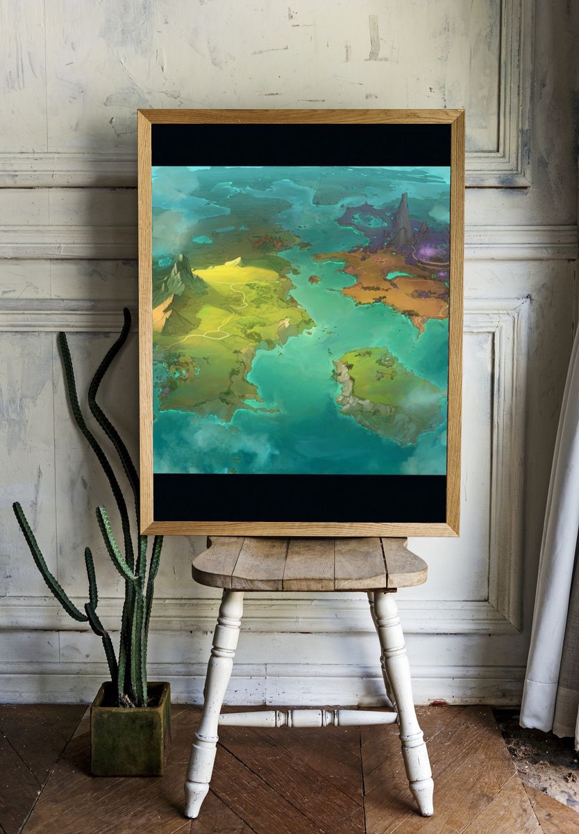 Fantasy World Map Illustration Poster. room preview