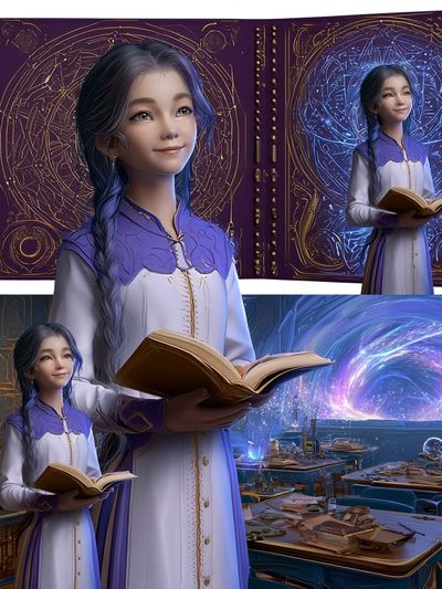 Celestial Scholar Fantasy Illustration Poster. poster