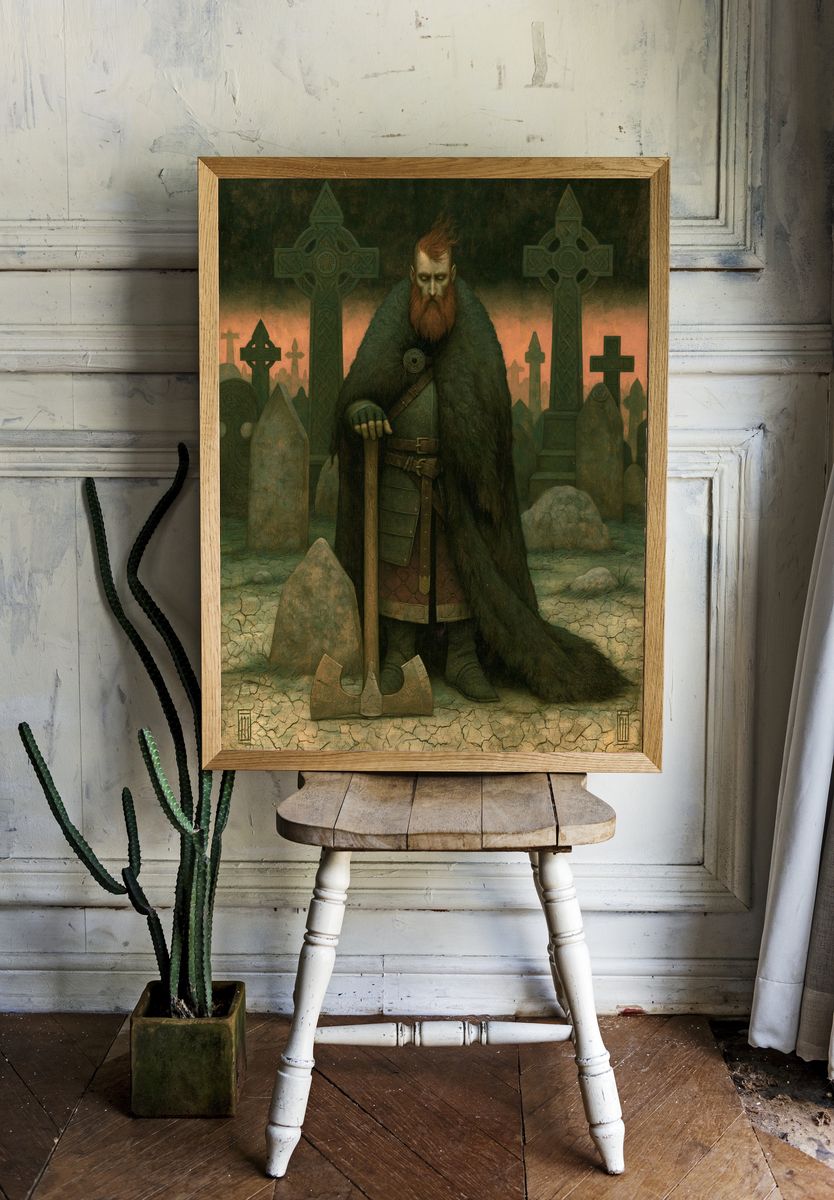 Celtic Gravekeeper Illustration Poster. room preview
