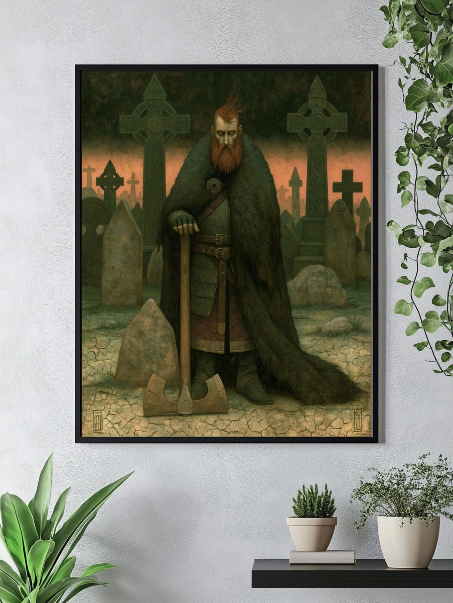 Celtic Gravekeeper Illustration Poster. — room view 4