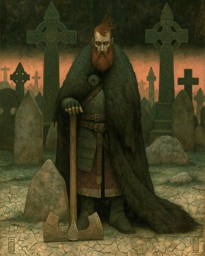 Celtic Gravekeeper Illustration Poster.