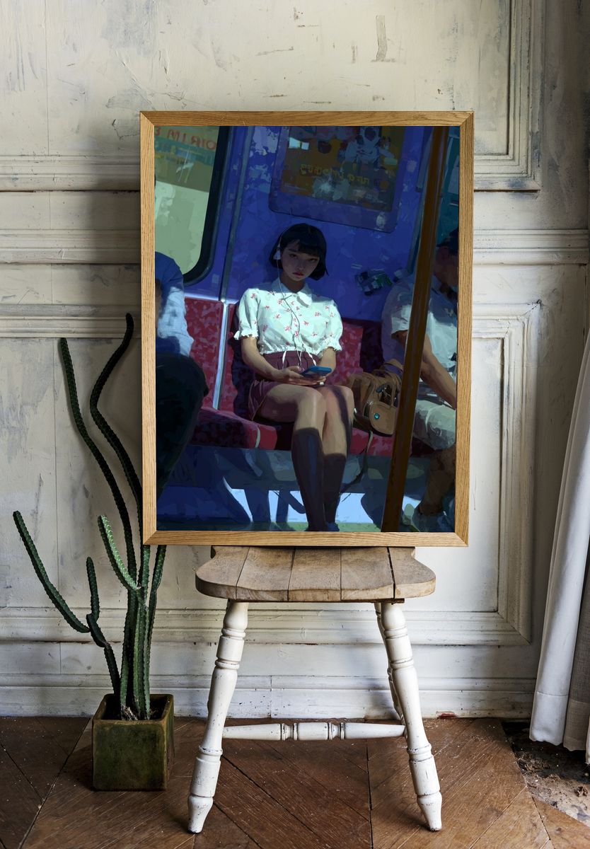 Subway Passenger Digital Art Poster. — room view 1
