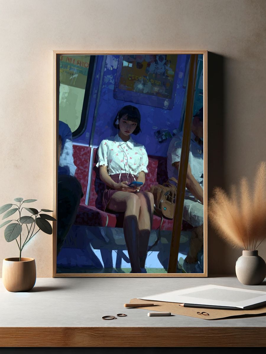 Subway Passenger Digital Art Poster. — room view 2