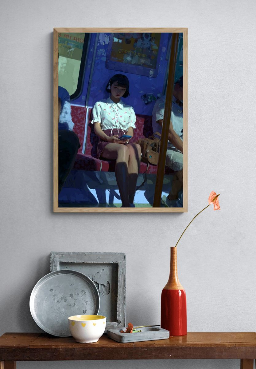 Subway Passenger Digital Art Poster. — room view 3