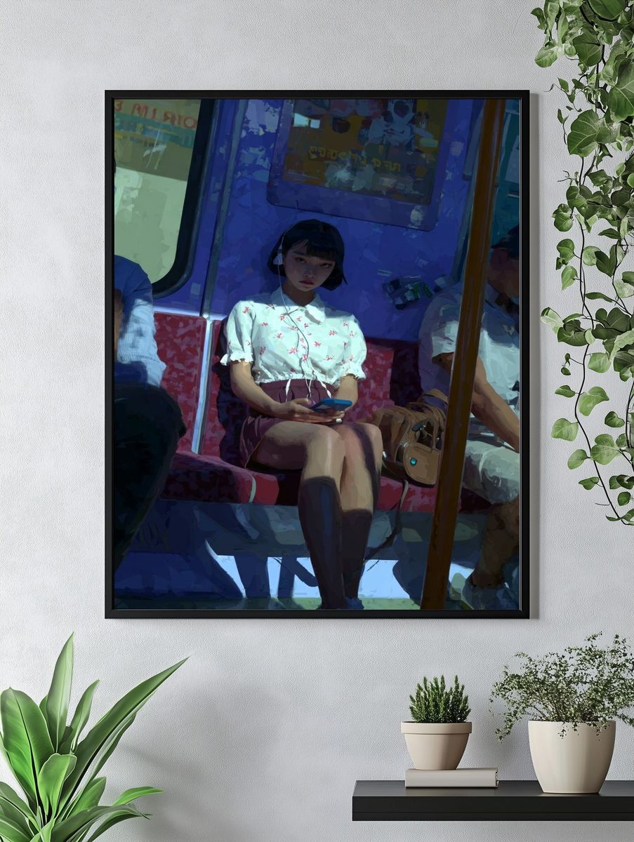 Subway Passenger Digital Art Poster. — room view 4
