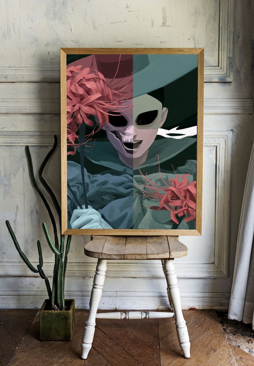 Surreal Mask Portrait Print. — room view 1