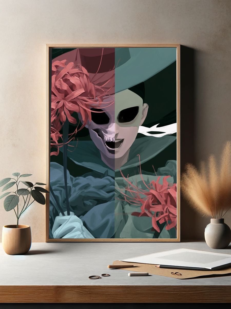 Surreal Mask Portrait Print. — room view 2