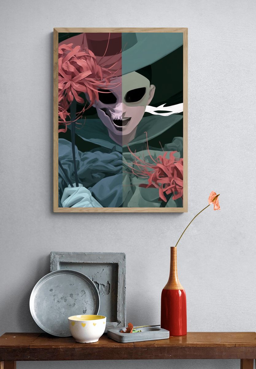 Surreal Mask Portrait Print. — room view 3