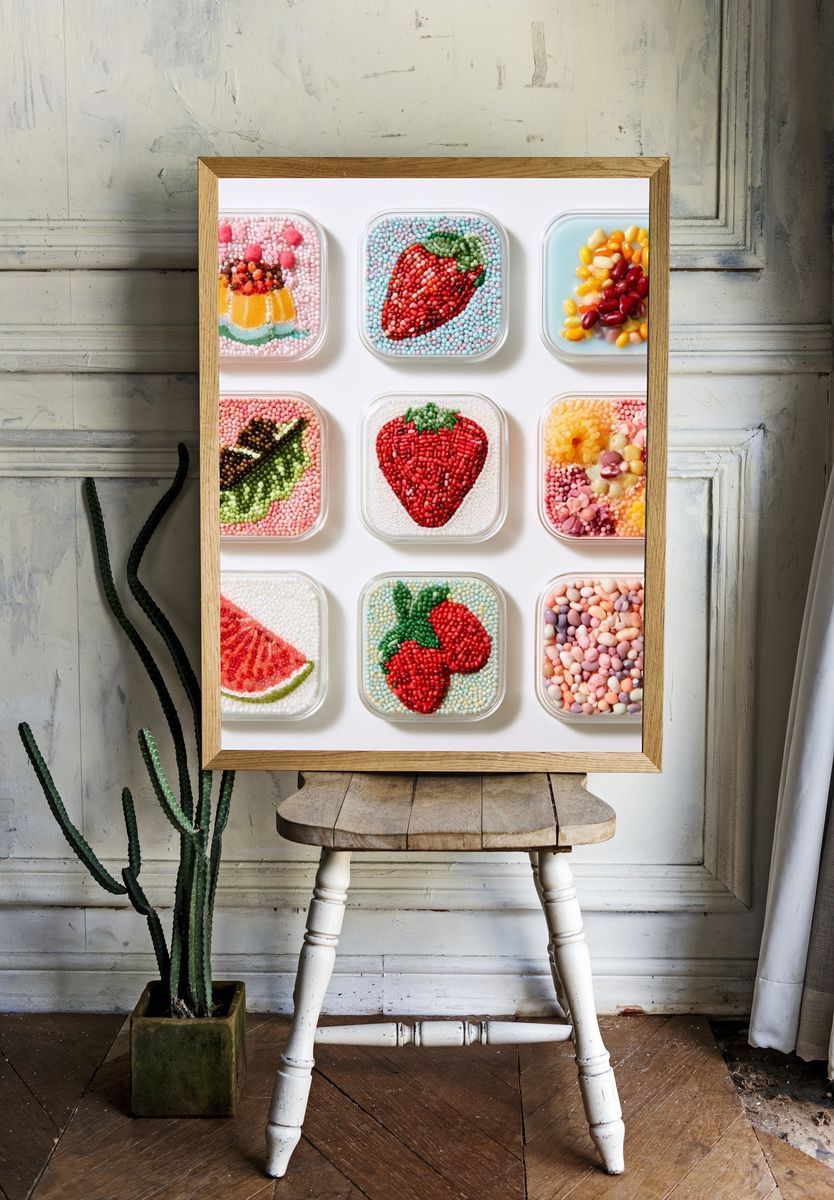 Fruit Candy Mosaic Illustration Poster. room preview