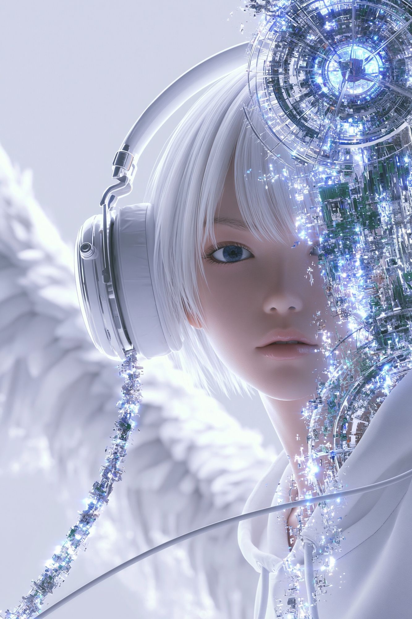 Cybernetic Girl Portrait Print. poster detail