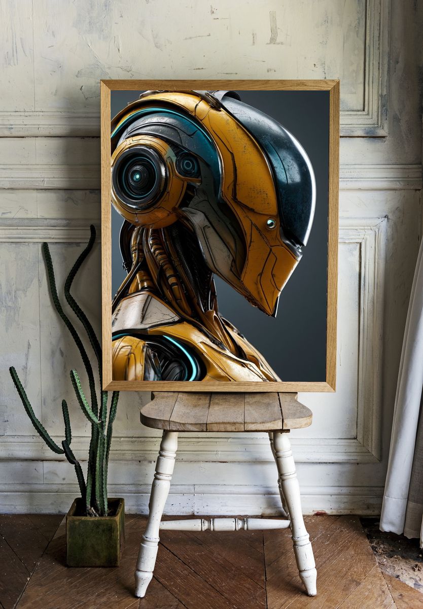 Futuristic Robot Portrait Poster. room preview