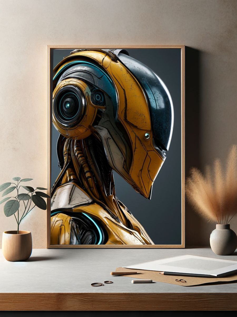 Futuristic Robot Portrait Poster. — room view 2