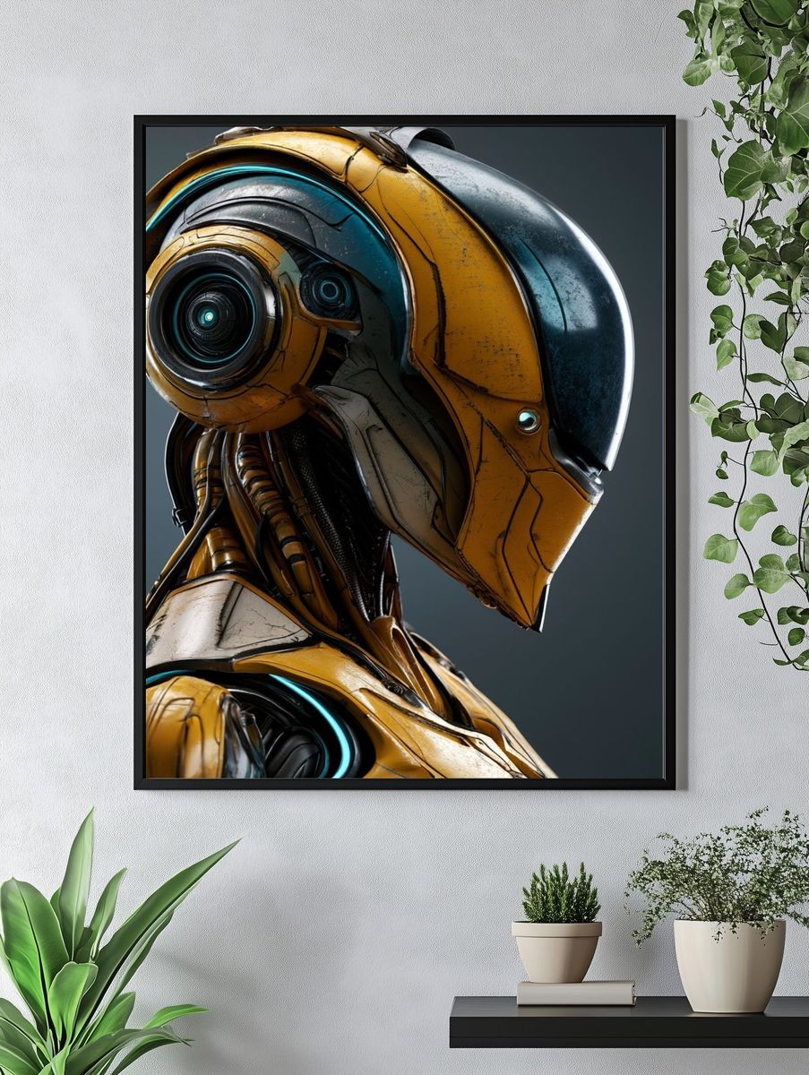 Futuristic Robot Portrait Poster. — room view 4