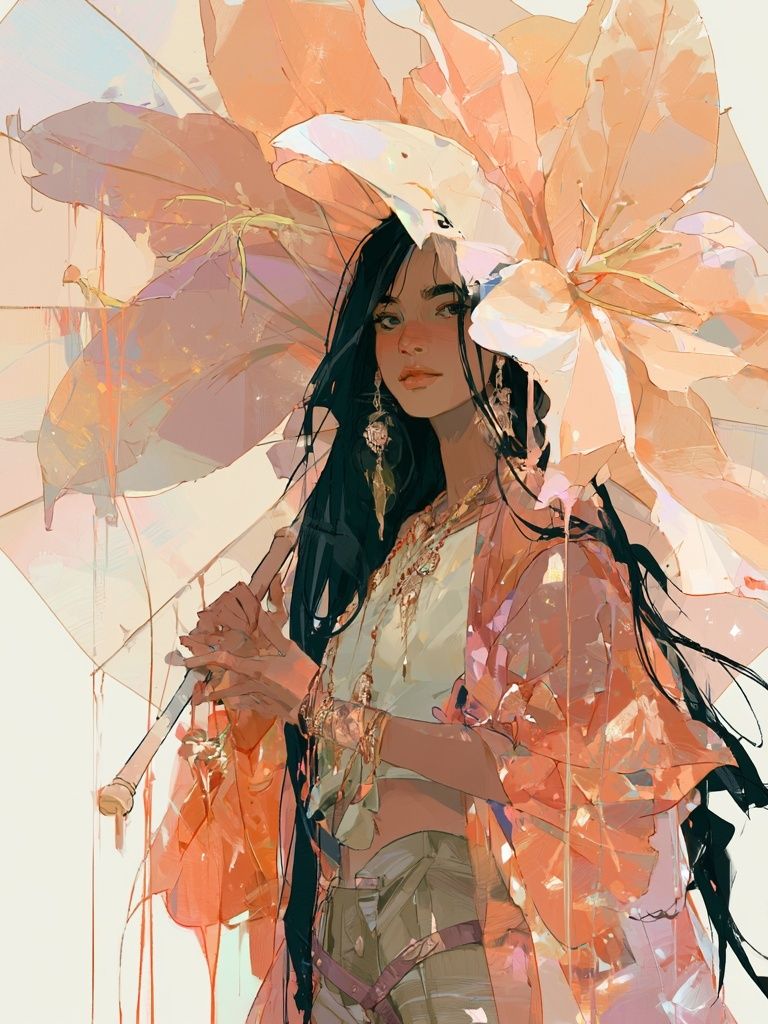 Dreamy Floral Portrait Print. poster — illustration art