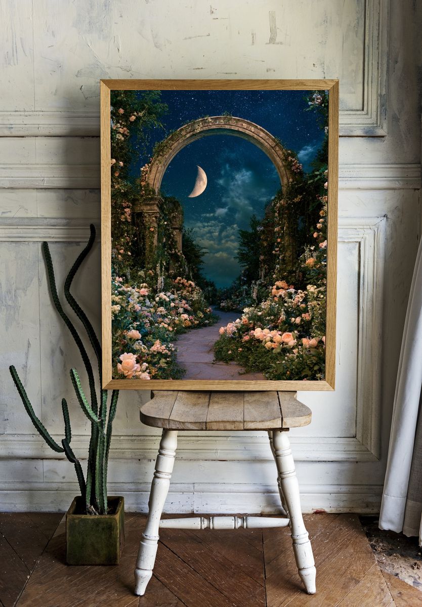 Moonlit Floral Arch Poster. — room view 1