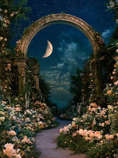 Moonlit Floral Arch Poster.