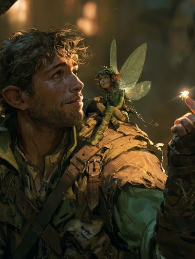 Forest Fairy Encounter Print. poster