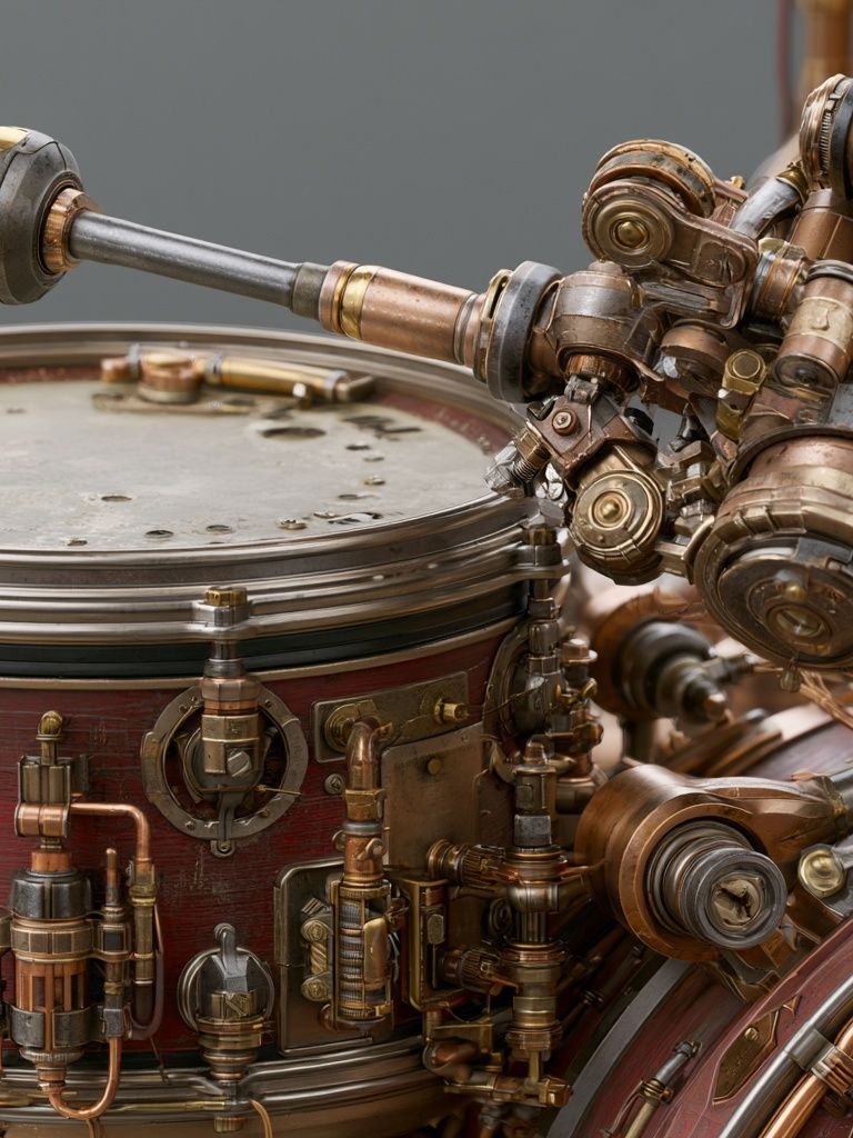 Steampunk Mechanical Drum Print. poster detail