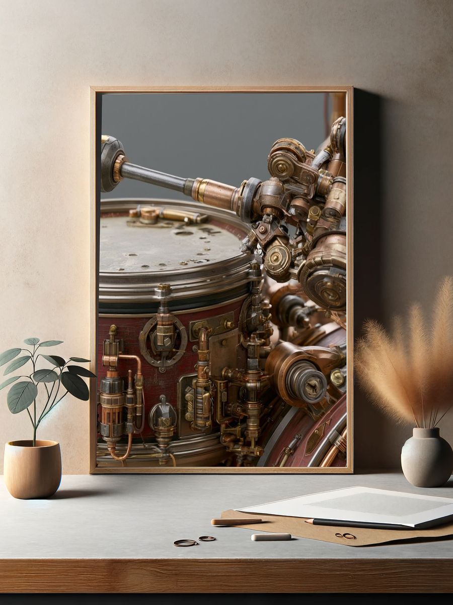 Steampunk Mechanical Drum Print. — room view 2