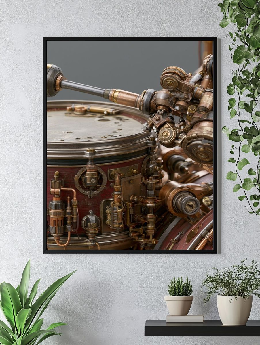 Steampunk Mechanical Drum Print. — room view 4