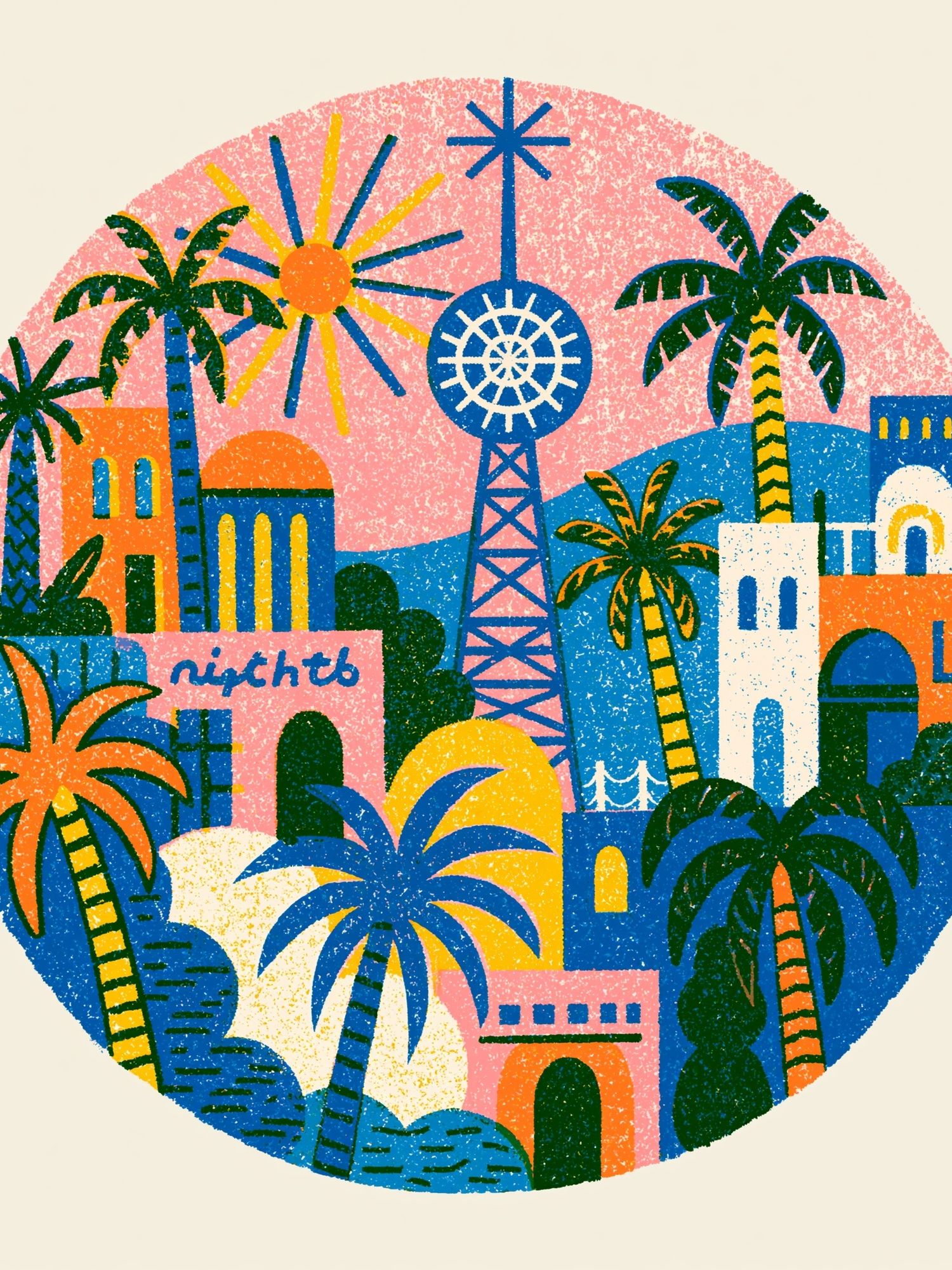 Tropical Cityscape Illustration Poster. poster — illustration art