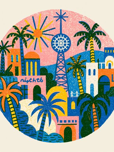 Tropical Cityscape Illustration Poster.