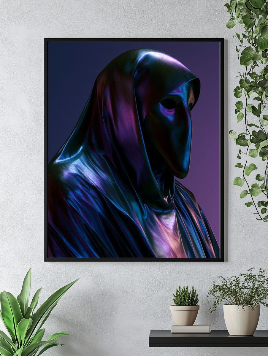 Hooded Mask Portrait Poster. — room view 4